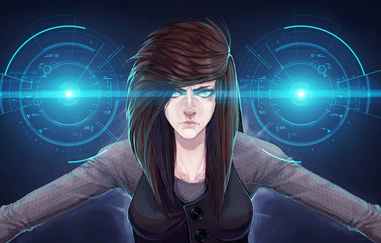 Photo wallpaper look, girl, brunette, art