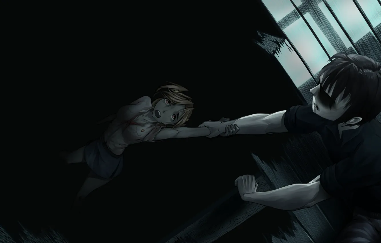 Photo wallpaper girl, night, hole, art, guy, salvation, everlasting summer