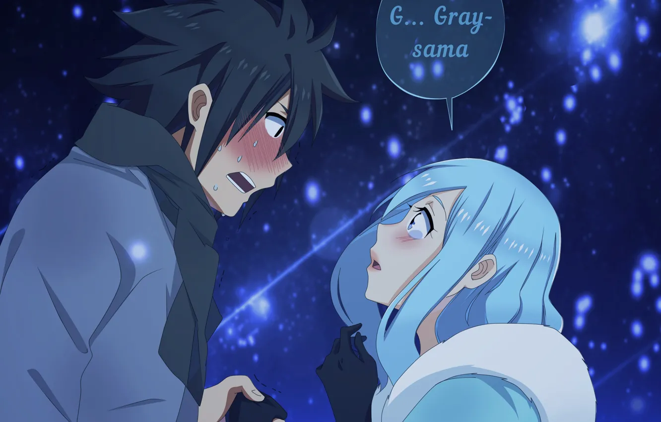 Photo wallpaper romance, anime, art, pair, Fairy Tail, Grey, Juvia