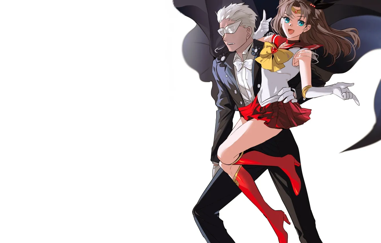 Photo wallpaper pair, cosplay, Rin, Archer, Fate / Stay Night