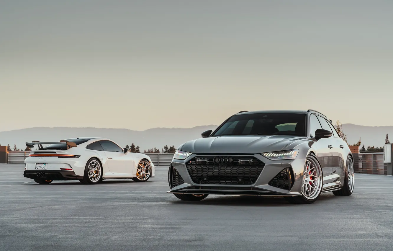 Photo wallpaper Audi, Porsche, GT3, RS6