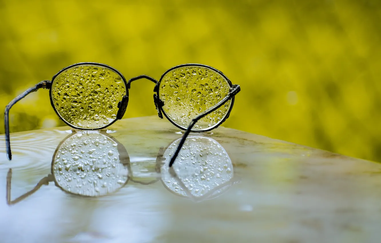 Photo wallpaper drops, background, glasses