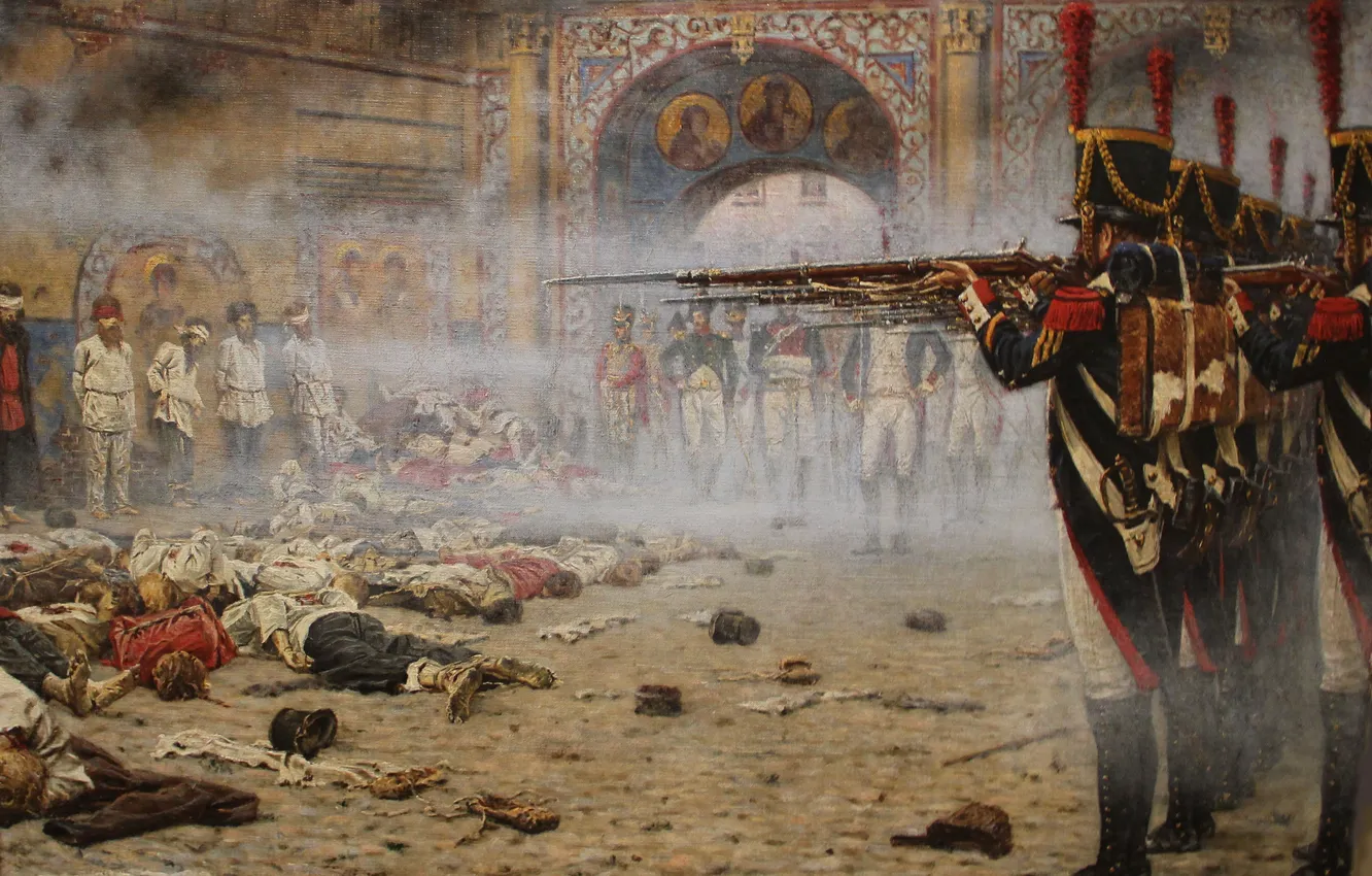 Photo wallpaper Picture, Soldiers, Russian, Men, The French, Russian painter, Vasily Vereshchagin, Vasily Vereshchagin