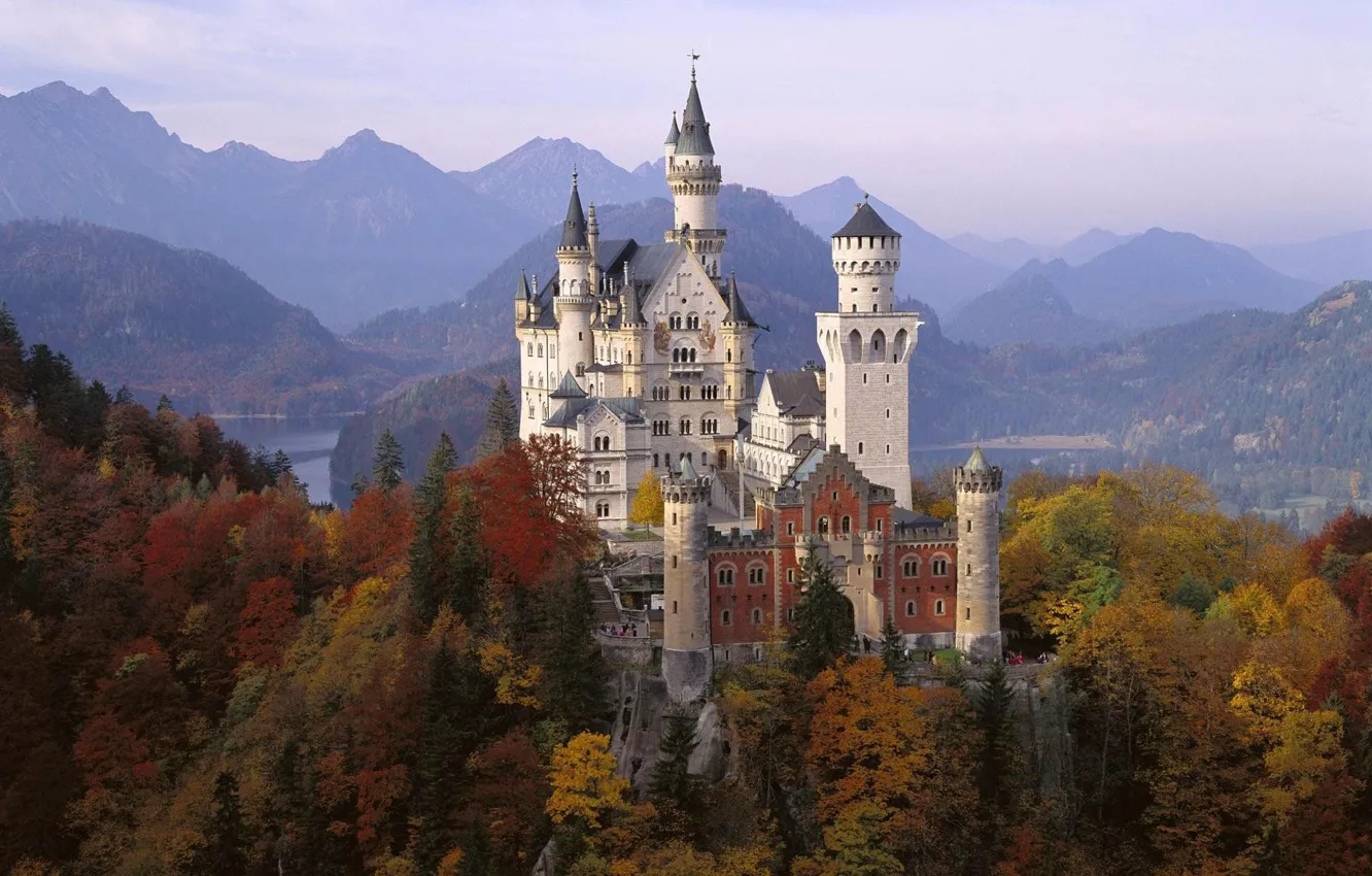Photo wallpaper autumn, castle, Germany, Bayern, Neuschwanstein, Neuschwanstein