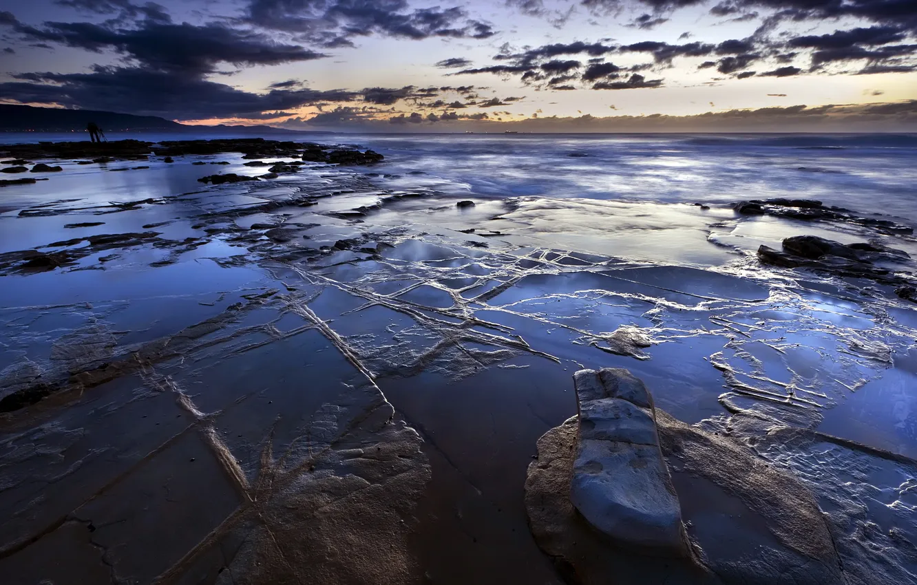 Photo wallpaper seascape, Australia, reflections, Wollongong, Bellambi