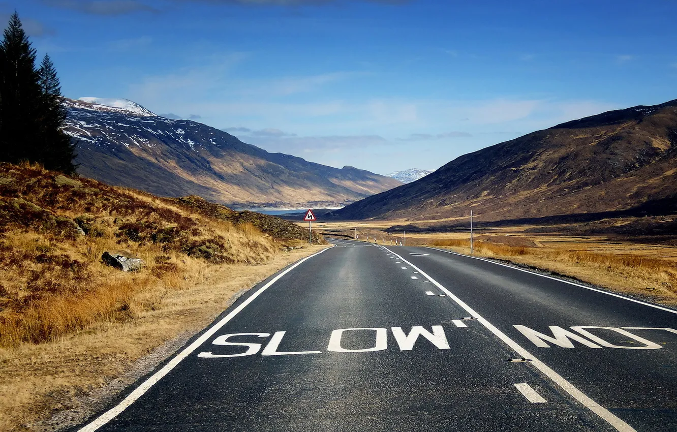 Photo wallpaper road, landscape, mountains