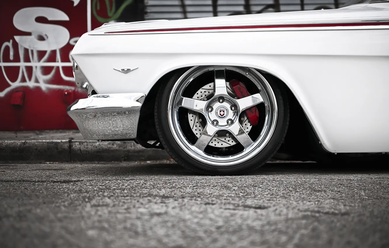 Photo wallpaper white, tuning, Chevrolet, Chevrolet, drives, classic, chrome, tuning