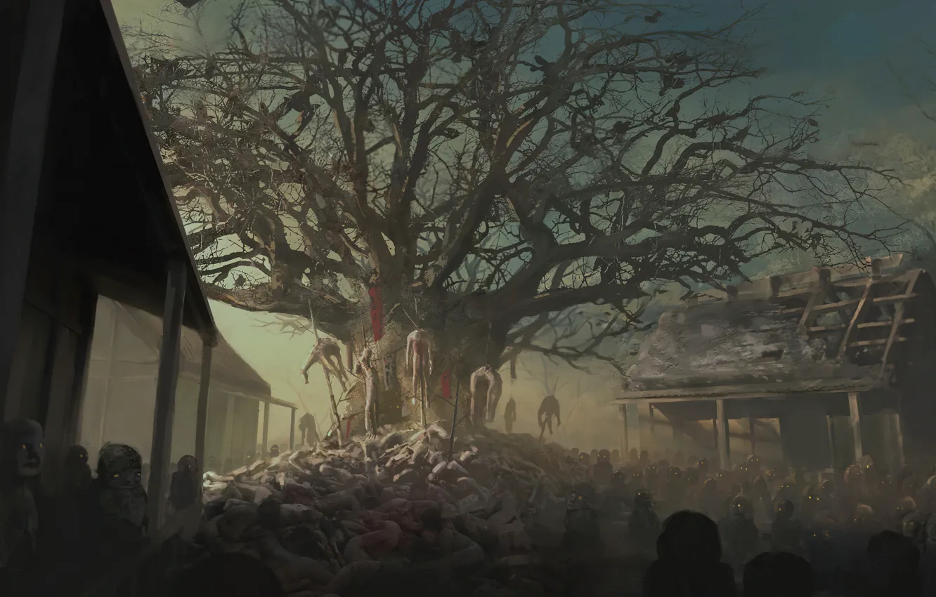 Photo wallpaper horror, fantasy, Illustration, On the demon's trail, Environmental Concept Art & Design, David Honz