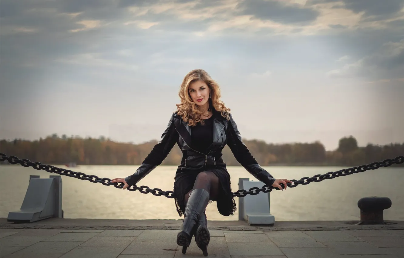 Photo wallpaper girl, dress, beautiful, model, look, boots