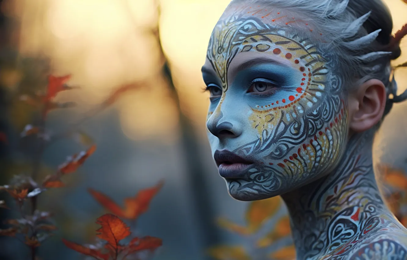 Photo wallpaper girl, face, portrait, girl, AI art, The Art of Artificial Intelligence, neural network