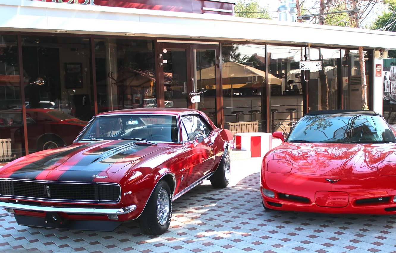 Photo wallpaper musclecar, Corvette, Camaro, Old school