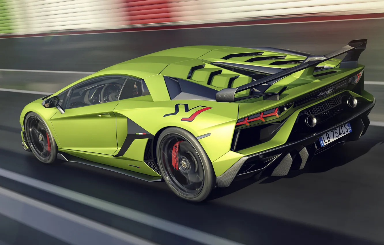 Photo wallpaper speed, Lamborghini, supercar, rear view, 2018, Aventador, SVJ, Aventador SVJ