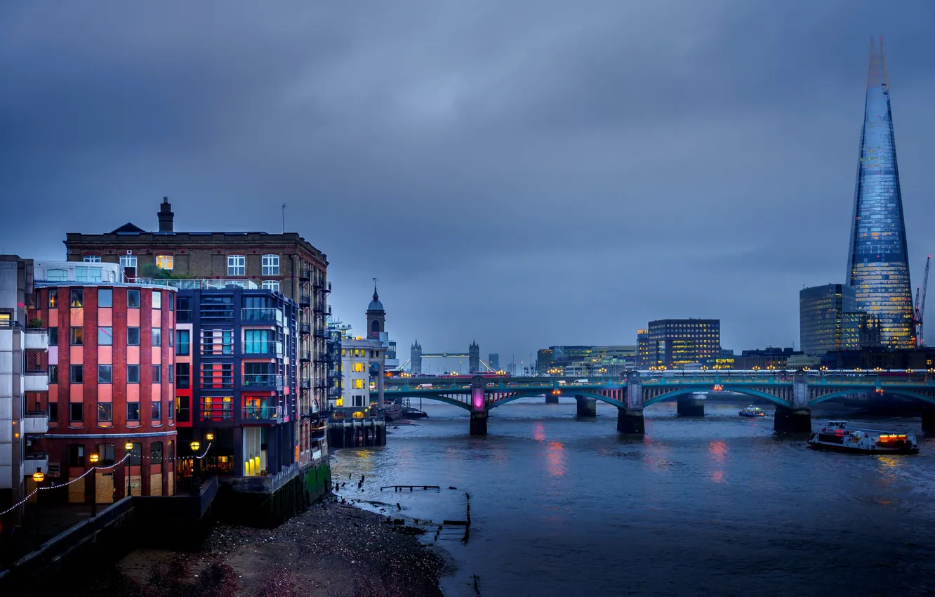 Photo wallpaper bridge, river, England, London, tower, home