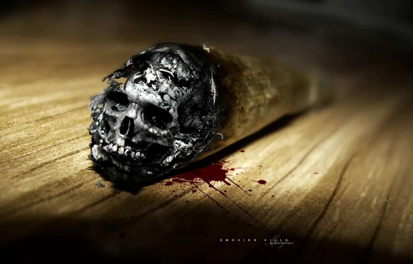 Photo wallpaper ash, death, skull, A cigarette