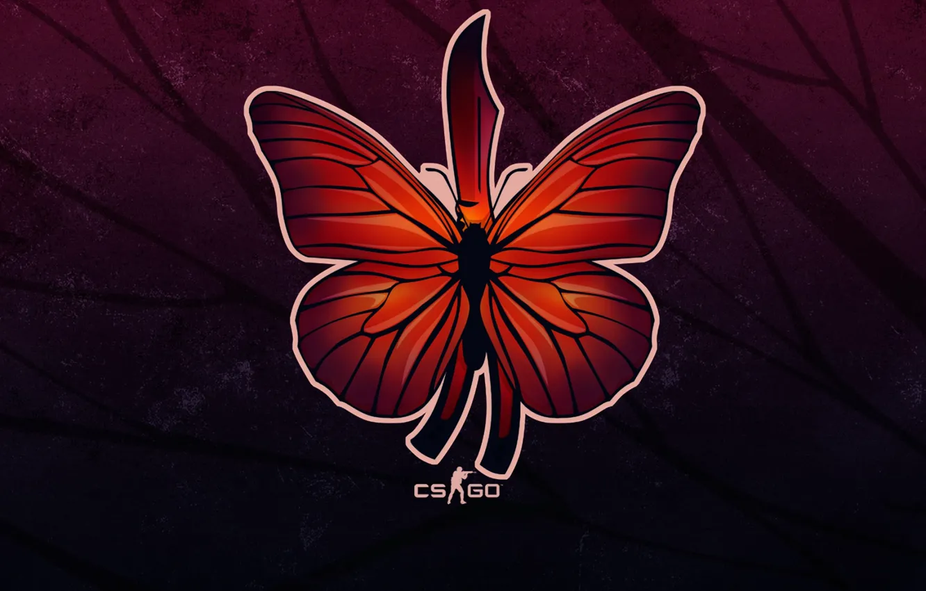 Photo wallpaper background, figure, wings, butterfly, sticker, Butterfly knife, cs go