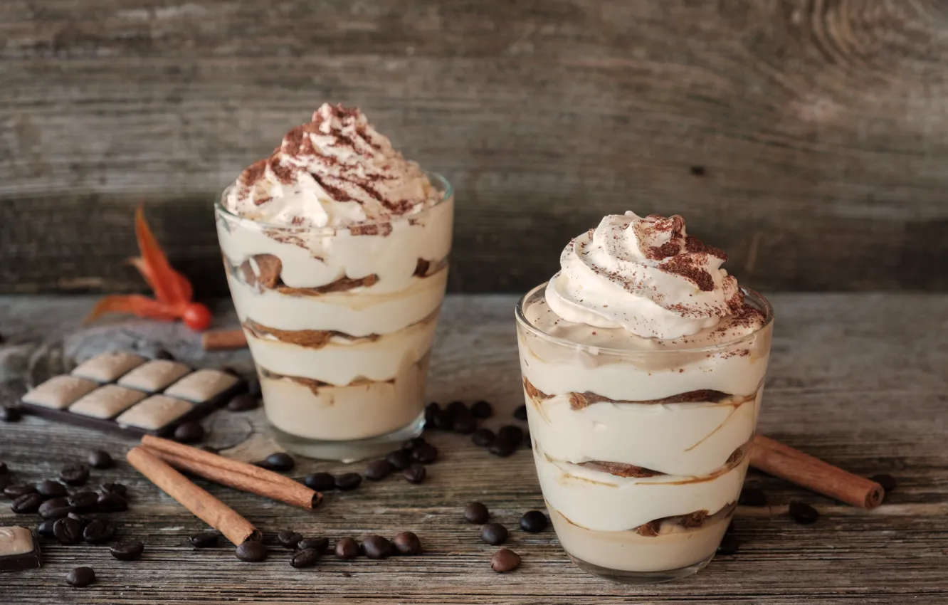 Photo wallpaper chocolate, cinnamon, dessert, coffee beans