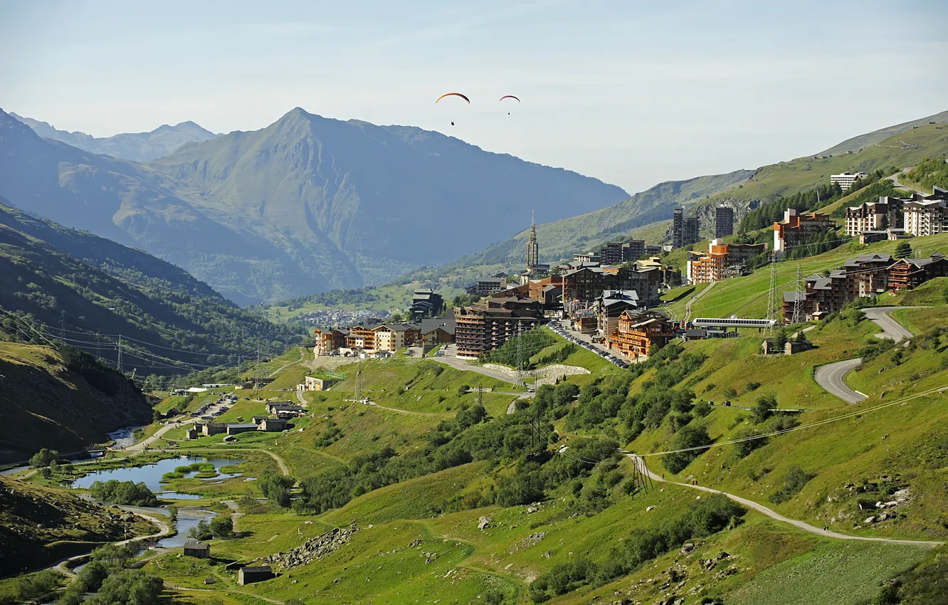 Photo wallpaper Rhône-Alpes, Savoie, Menuires, the city, France