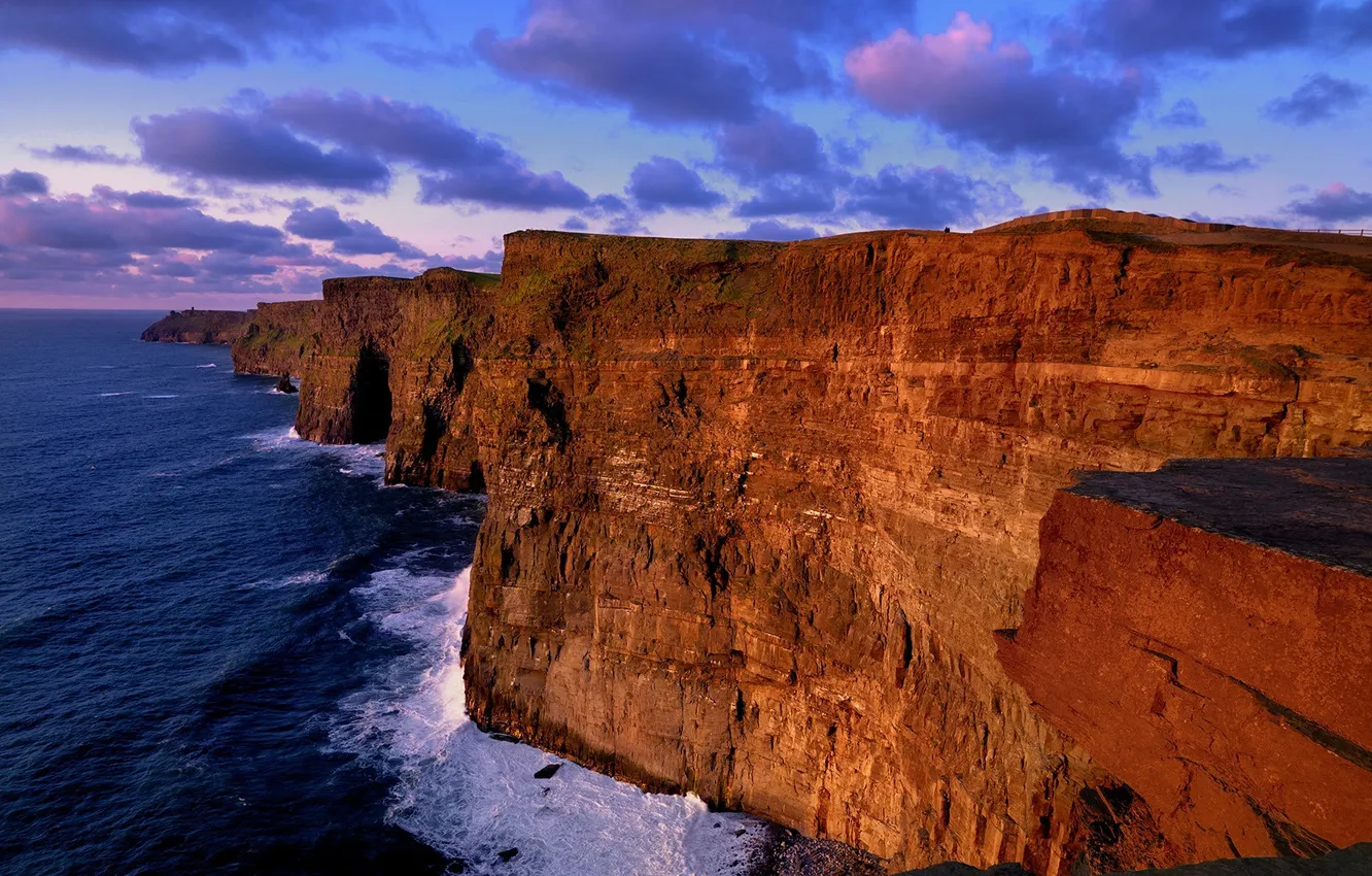 Photo wallpaper wave, the sky, clouds, landscape, sunset, nature, open, the ocean