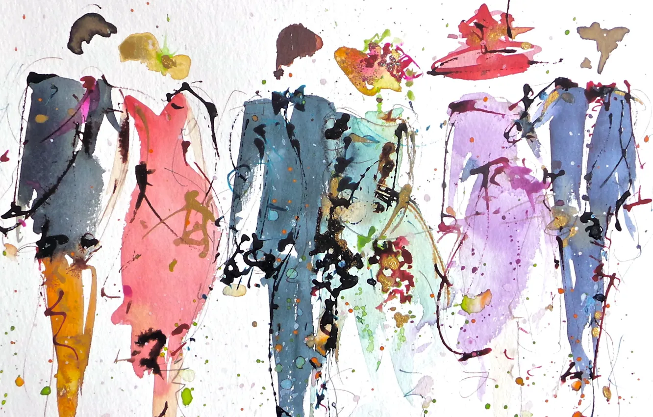 Photo wallpaper figure, people, watercolor