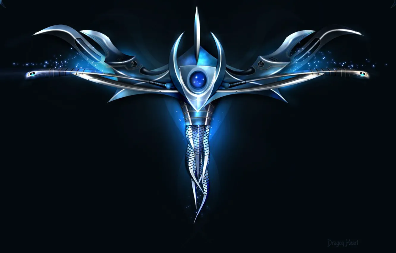 Photo wallpaper techno, dragon, heart