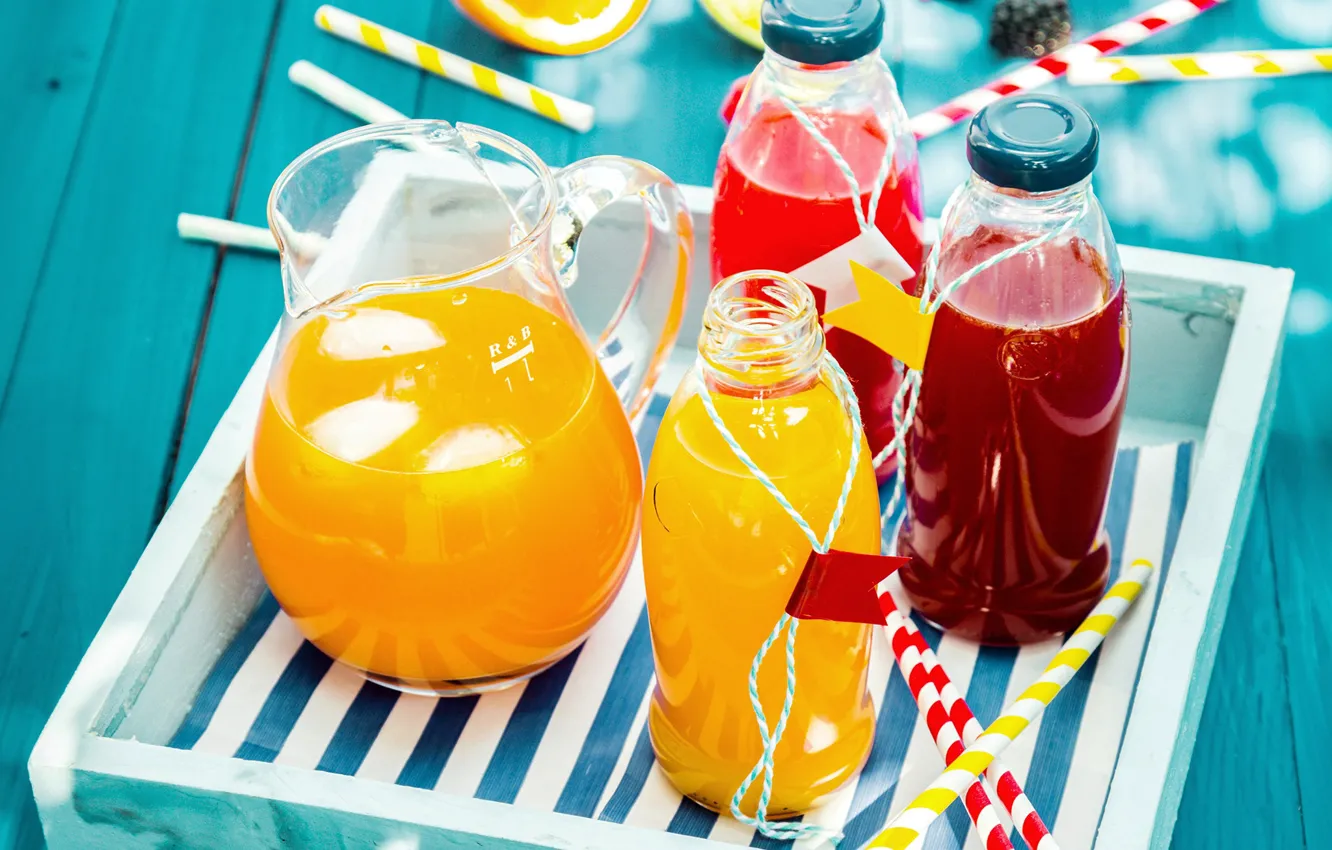Photo wallpaper juice, banks, pitcher, fruit