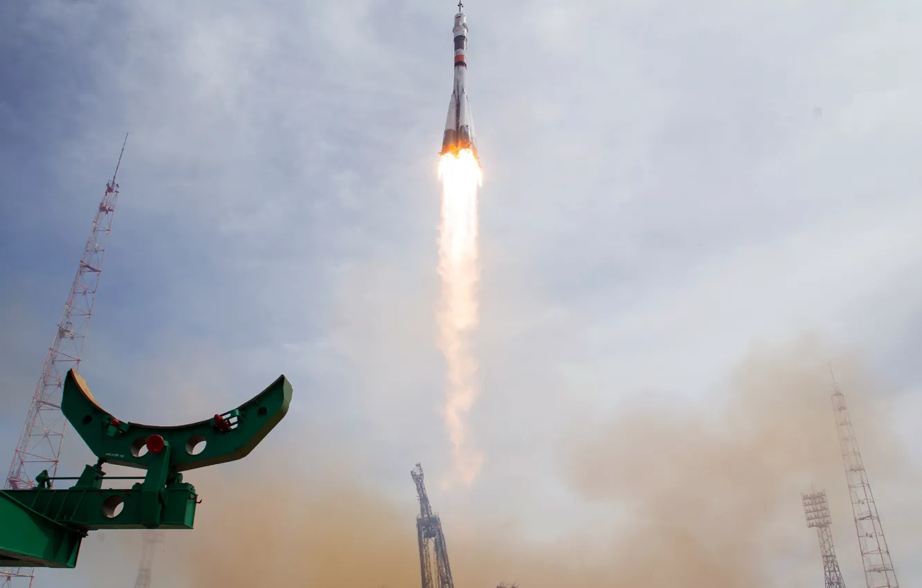 Photo wallpaper Kazakhstan, Baikonur, rocket launches, Soyuz MS-04, Cosmodrom
