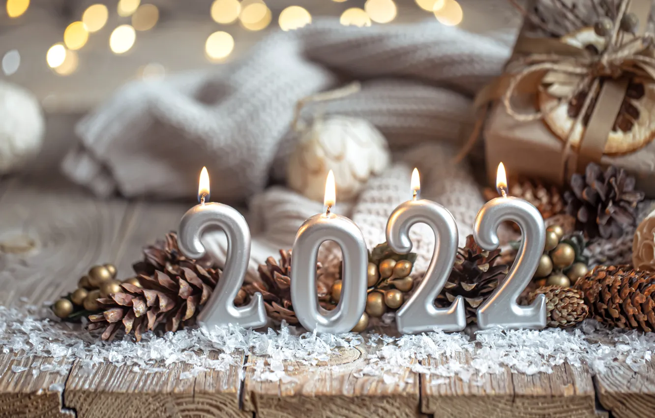 Photo wallpaper decoration, new year, candles, Christmas, Christmas, vintage, winter, New Year