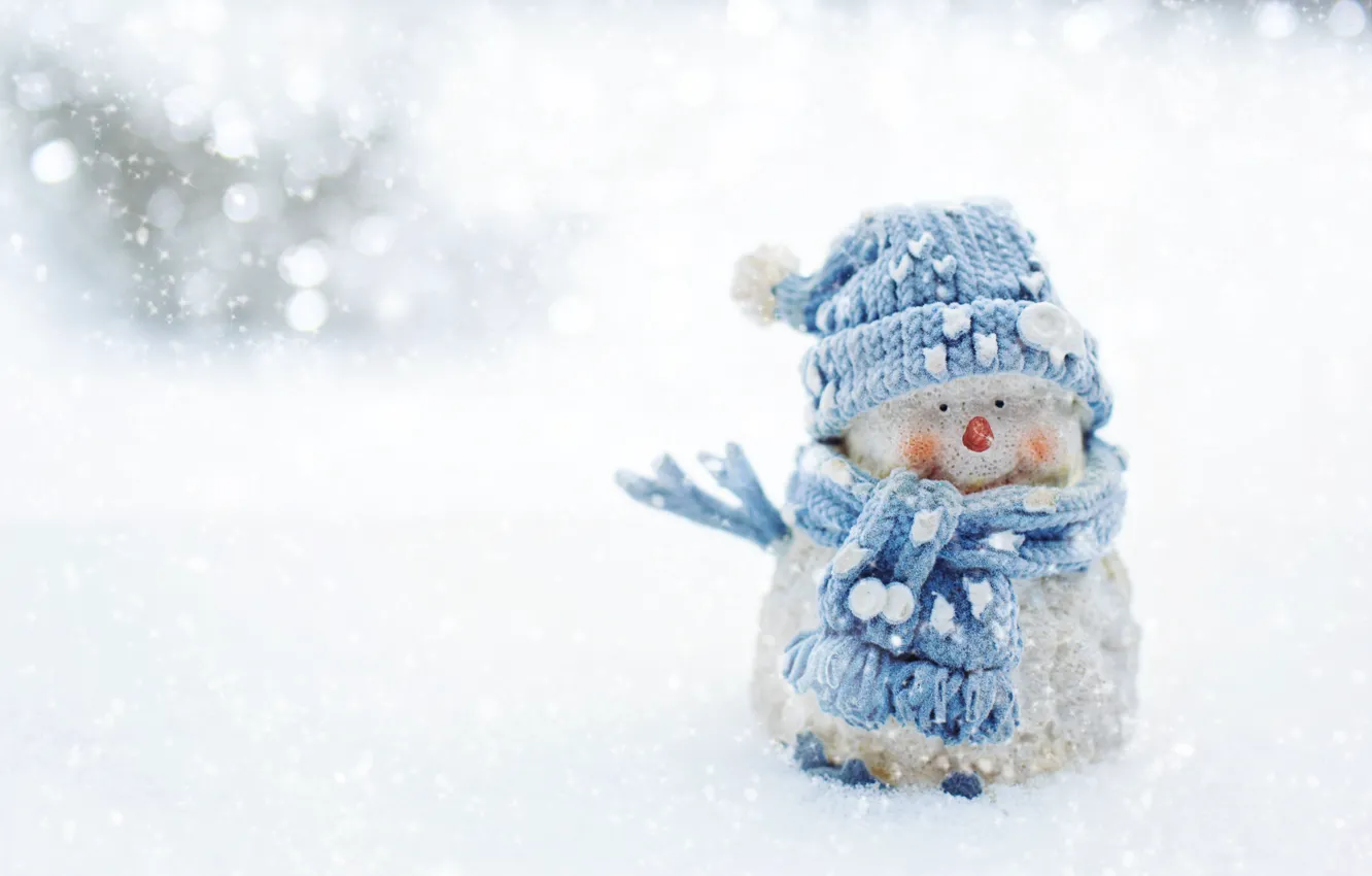 Photo wallpaper winter, snow, nature, holiday, blue, toy, Christmas, the snow