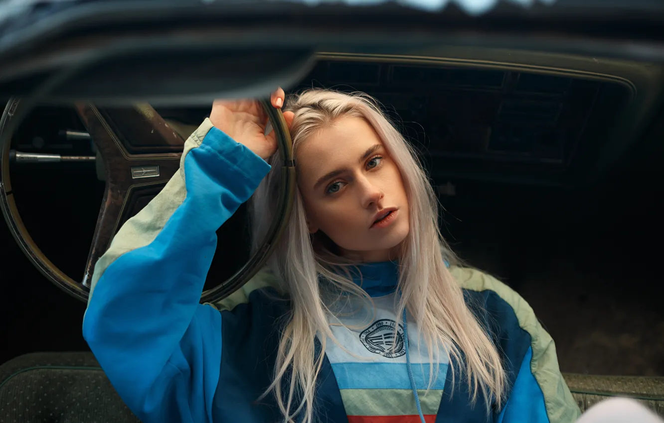 Photo wallpaper girl, mood, car