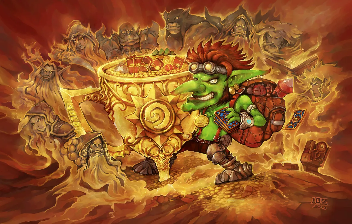 Photo wallpaper gold, Warcraft, Blizzard, Goblin, hearthstone, Hearthstone: Heroes of Warcraft