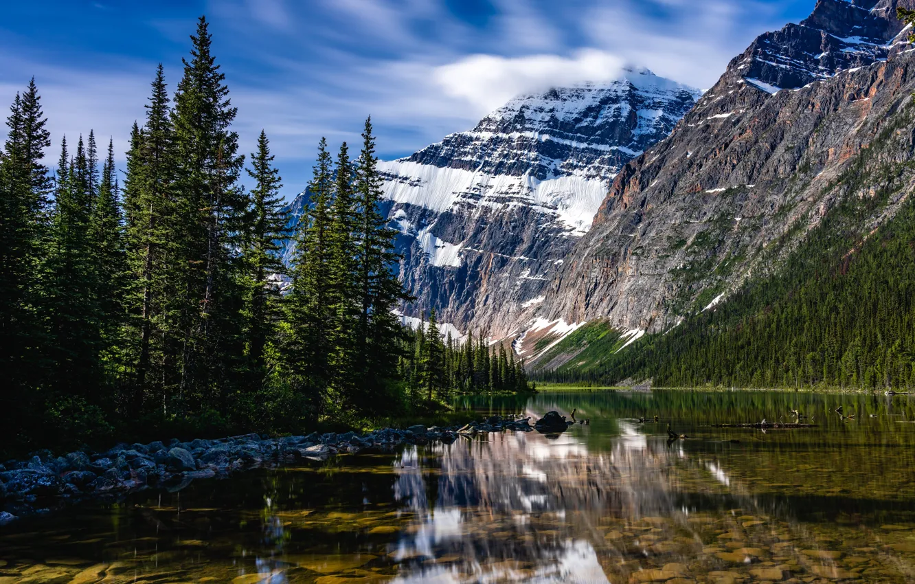 Photo wallpaper mountains, lake, Canada, Jasper National Park, parks
