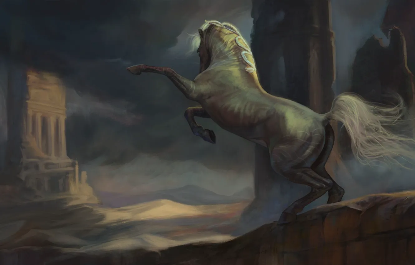 Photo wallpaper horse, horse, fantasy