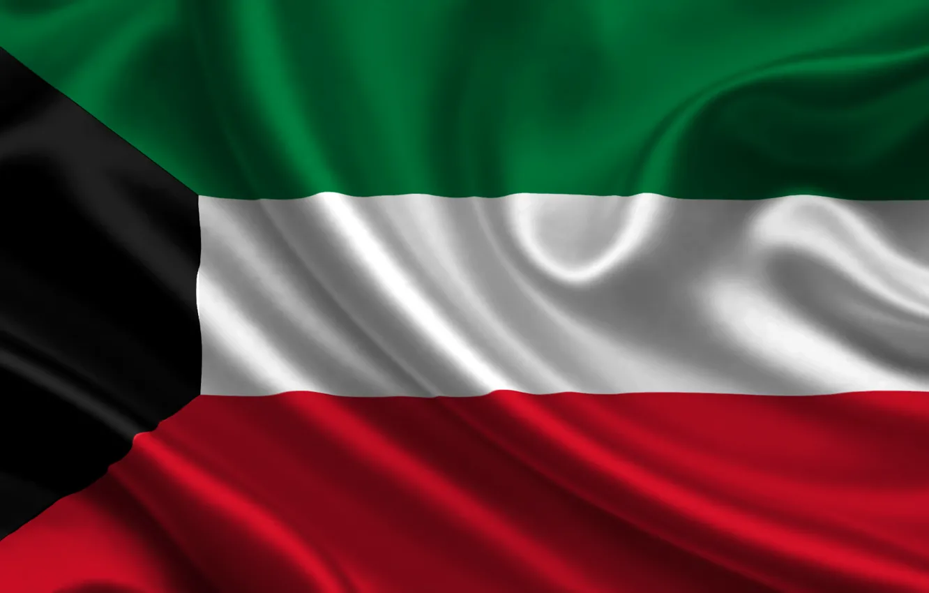 Photo wallpaper white, red, green, black, texture, flag, flag, Kuwait