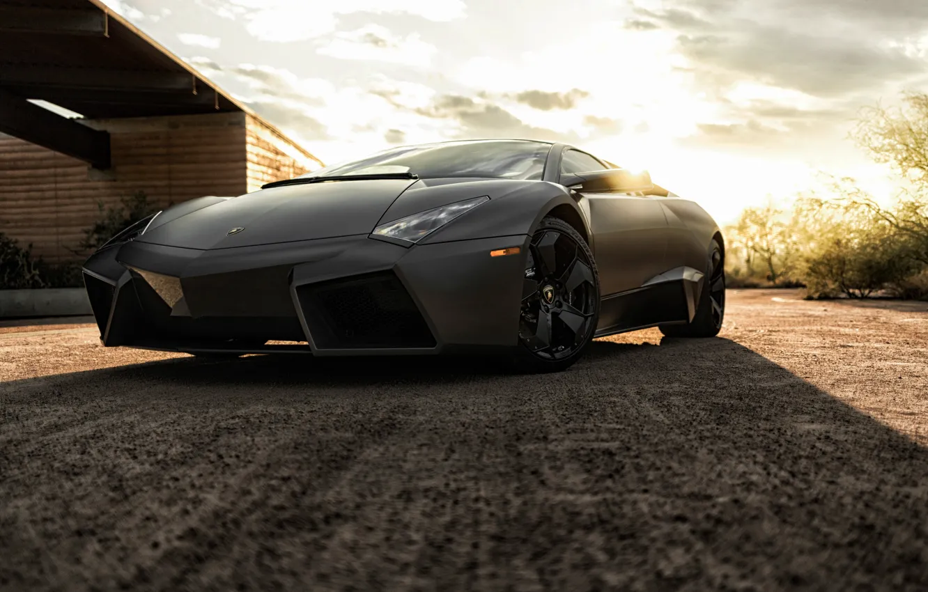 Photo wallpaper black, Lamborghini, Reventon, supercar, Black, Lamborghini, Reventon