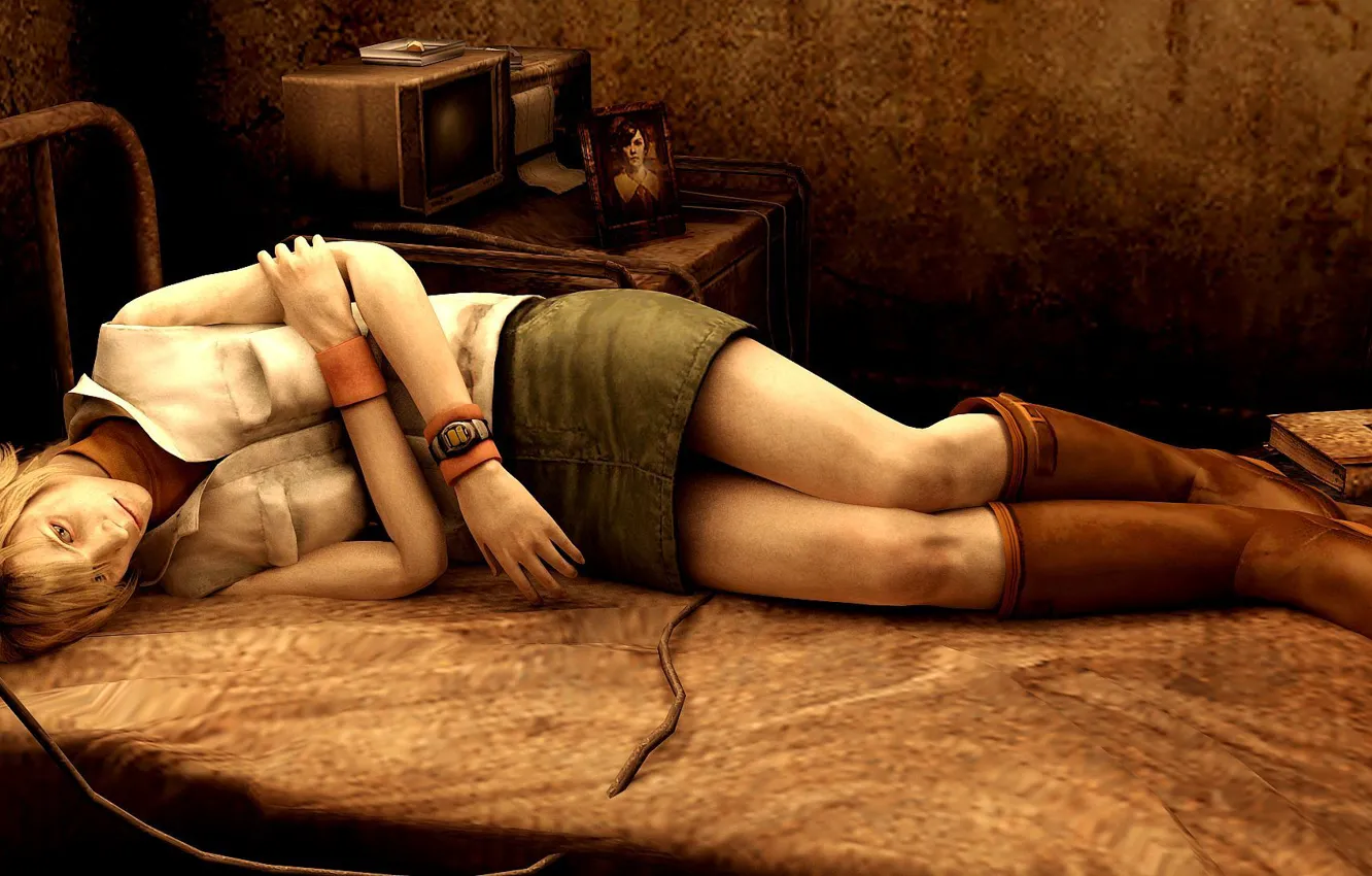 Photo wallpaper bed, sleep, horror, Heather, Silent Hill 3