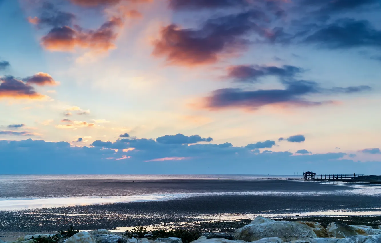 Photo wallpaper sea, shore, morning