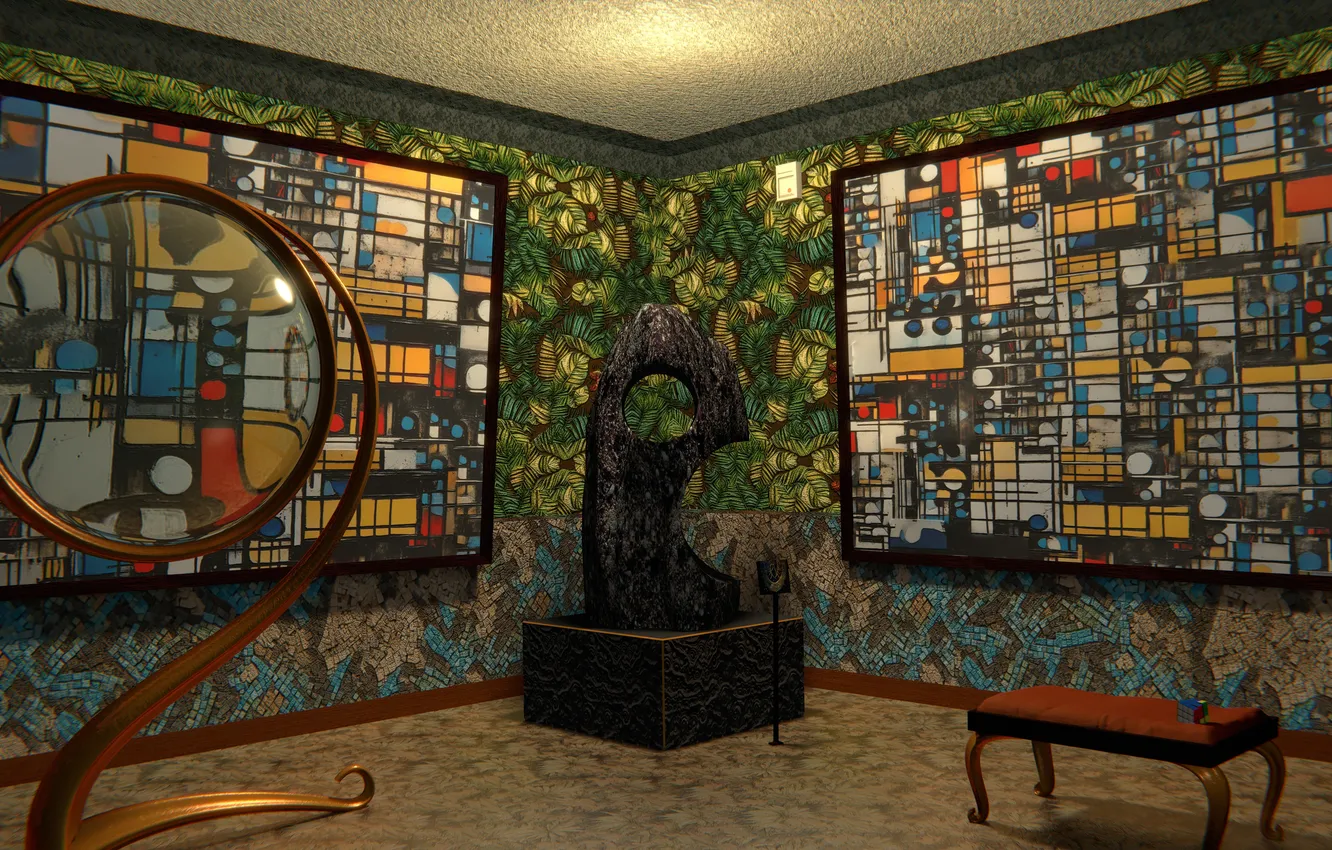 Photo wallpaper fantasy, museum, Experimental, Avantgarde, Wallpaer, blender3d, 3dart, 3dscene