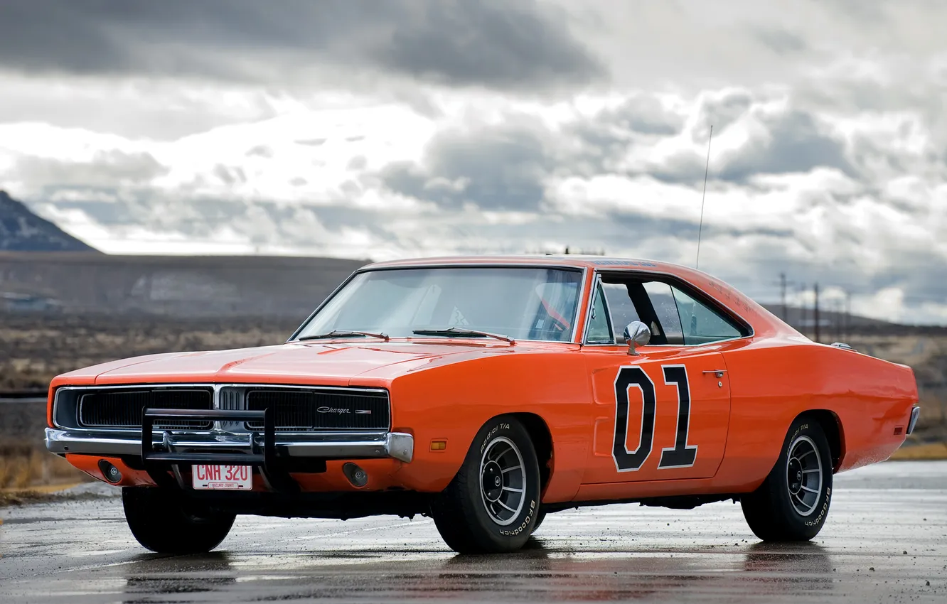 Photo wallpaper orange, 1969, Dodge, muscle car, Dodge, Charger, muscle car, the front