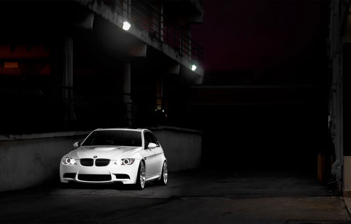 Photo wallpaper White, a three-pointer, bmw м3