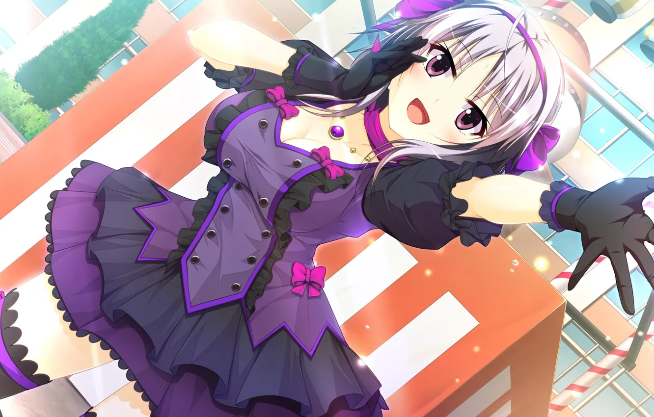 Photo wallpaper joy, gloves, purple dress, Ecchi de Hentai!, by Masato Satofuji, hibiki kagami