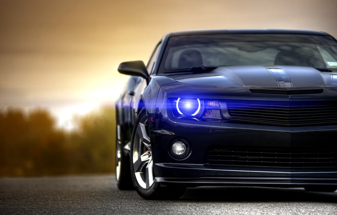 Photo wallpaper black, Chevrolet, Camaro, Chevrolet, muscle car, black, Blik, muscle car