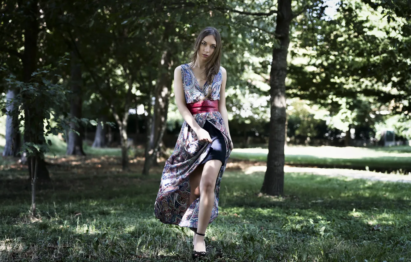Photo wallpaper summer, face, model, dress, legs, Elena