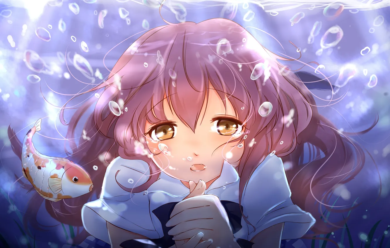 Photo wallpaper look, girl, under water, Form voice, You No Katachi