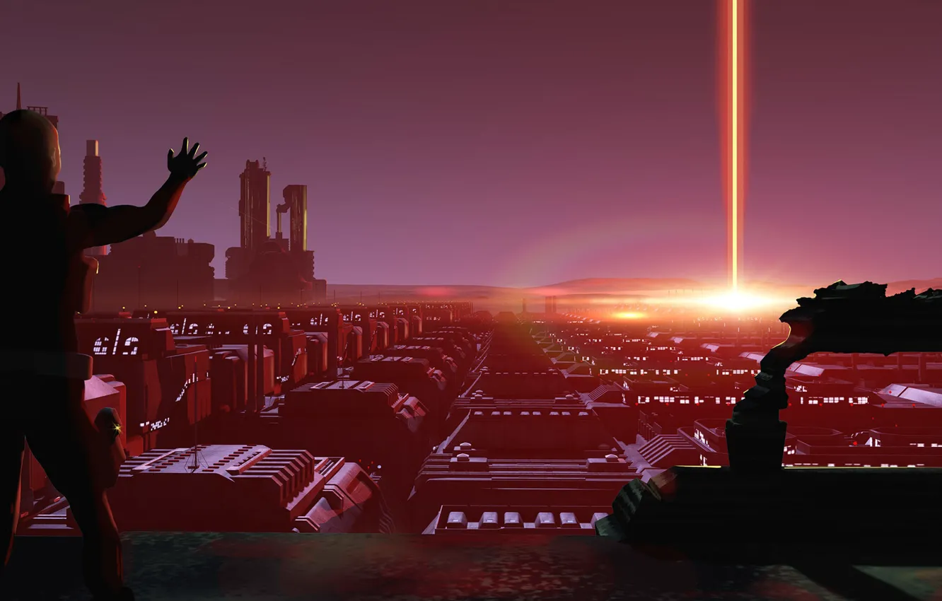 Photo wallpaper rays, construction, Last Breath