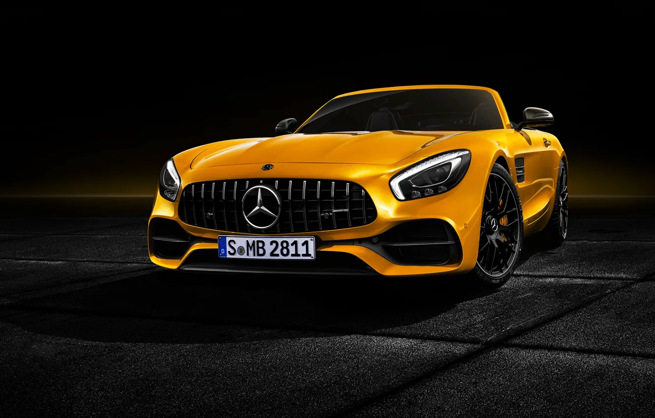 Photo wallpaper Roadster, Mercedes-Benz, front view, AMG, 2018, GT S