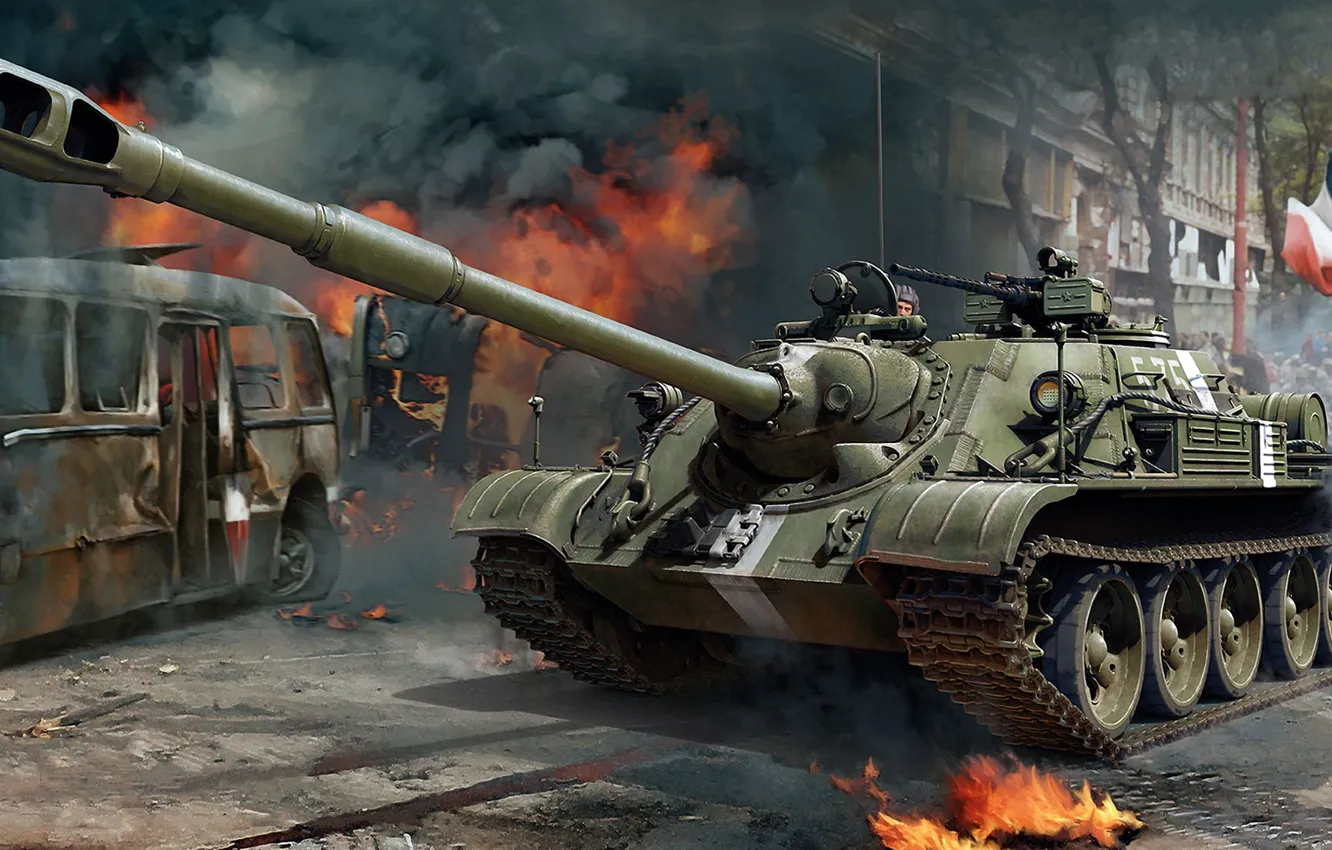 Photo wallpaper SAU, tank fighter, SU-122-54, Assault gun, Soviet self-propelled artillery