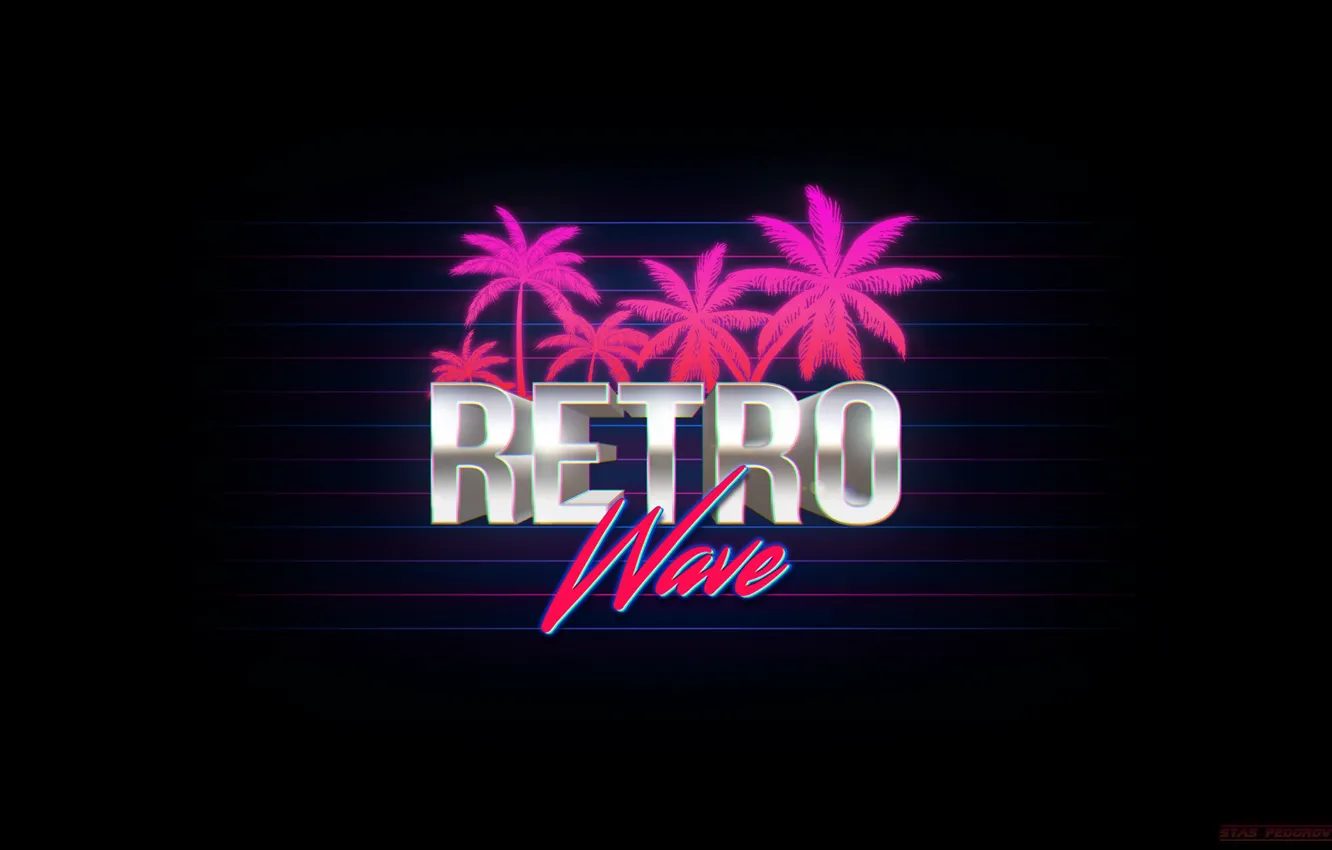 Photo wallpaper music, palm trees, background, the inscription, neon, Electronic, Synthpop, Synth