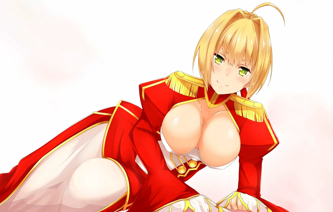 Photo wallpaper girl, sexy, cleavage, dress, boobs, anime, beautiful, short hair