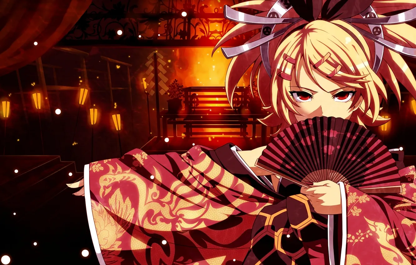 Photo wallpaper girl, anime, fan, art, outfit, vocaloid, kagamine rin