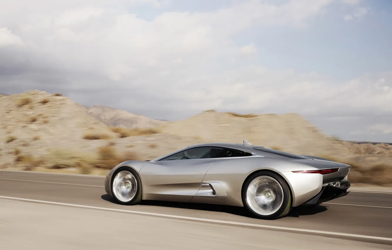 Photo wallpaper road, car, Concept, Jaguar, speed, C-X75